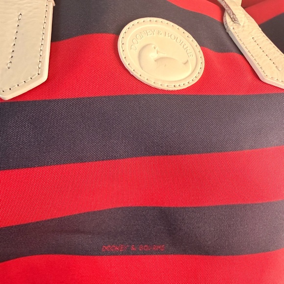 Dooney & Bourke Navy and Red Striped Tote - Picture 2 of 14